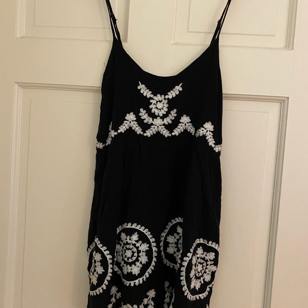 LF black and white embroidered romper